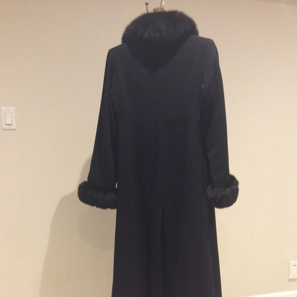 Gorgeous European Marvin Richards Black Fox fur wool long coat size 8 - Picture 2 of 6